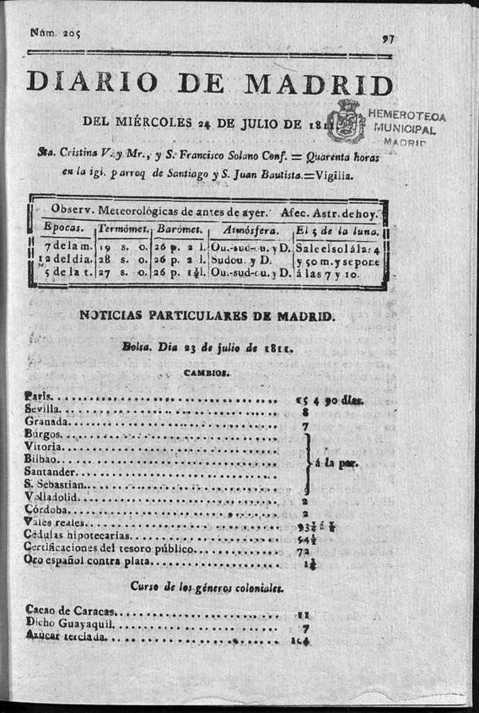 Miniatura de Diario de Madrid del miércoles 24 de Julio de 1811
