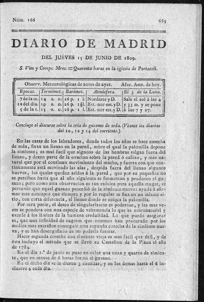 Miniatura de Diario de Madrid del jueves 15 de Junio de 1809