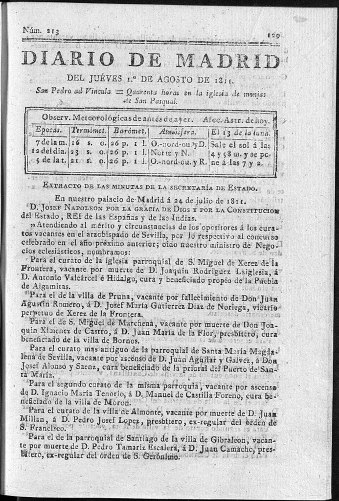 Miniatura de Diario de Madrid del jueves 1 de Agosto de 1811