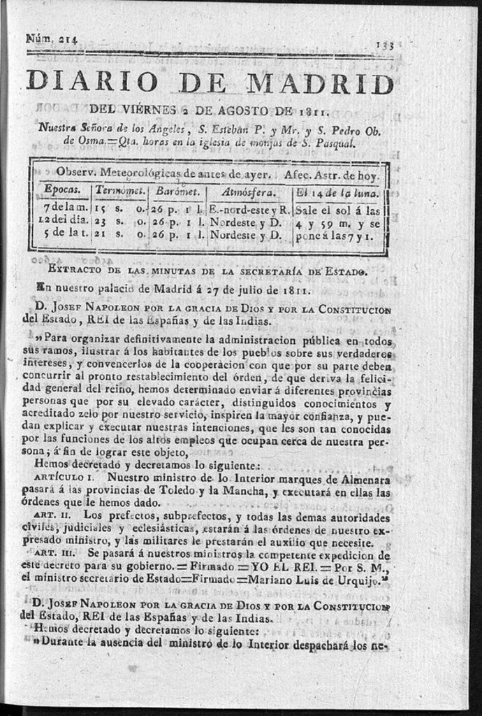 Miniatura de Diario de Madrid del viernes 2 de Agosto de 1811
