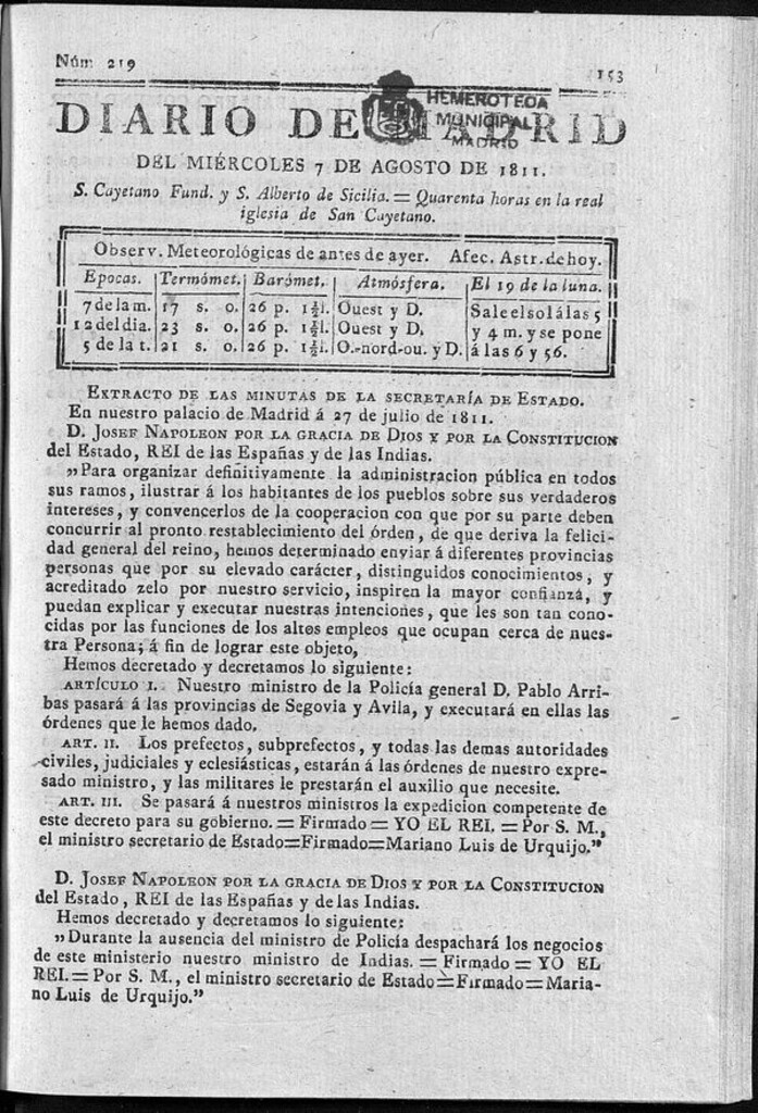 Miniatura de Diario de Madrid del miércoles 7 de Agosto de 1811