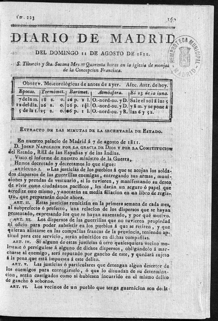 Miniatura de Diario de Madrid del domingo 11 de Agosto de 1811