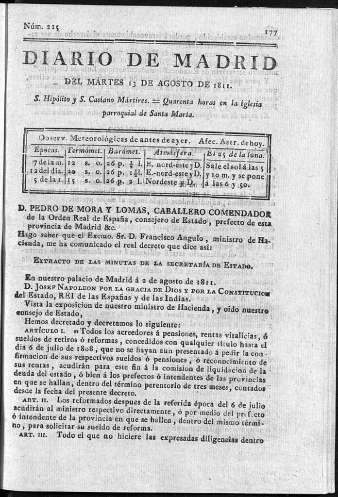 Miniatura de Diario de Madrid del martes 13 de Agosto de 1811