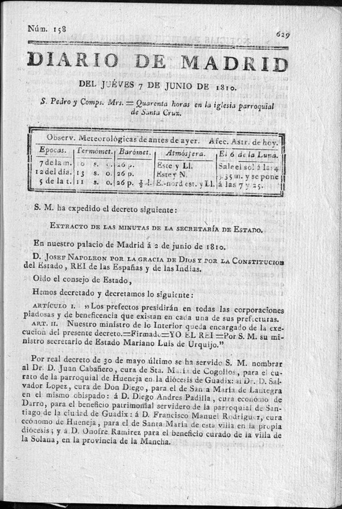 Miniatura de Diario de Madrid del jueves 7 de Junio de 1810