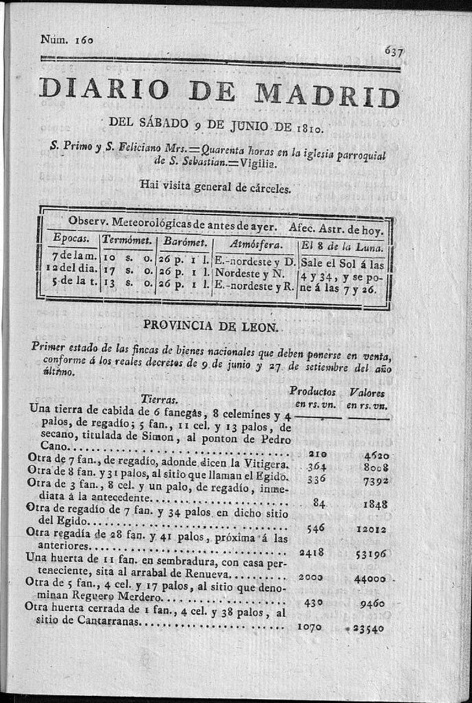 Miniatura de Diario de Madrid del sábado 9 de Junio de 1810