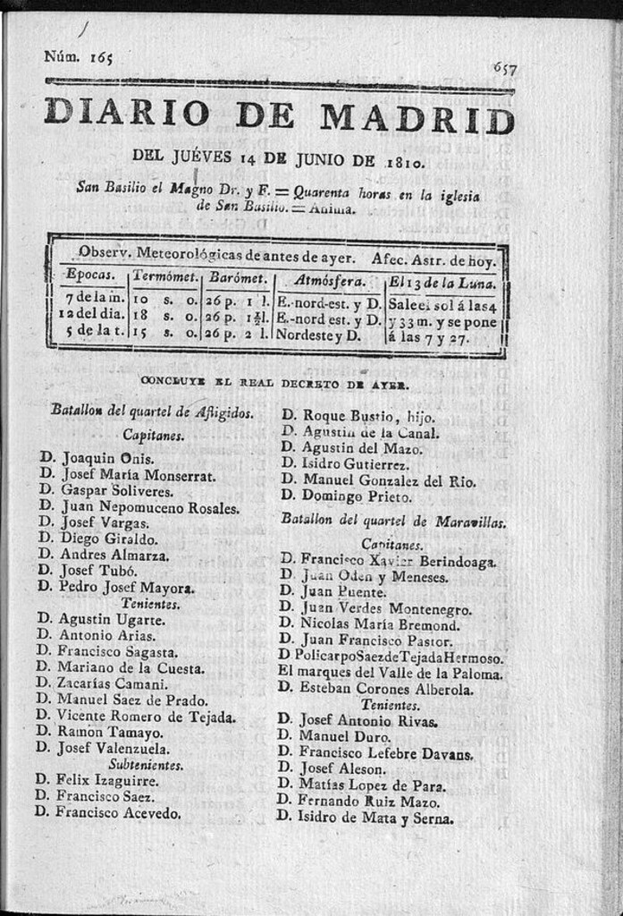 Miniatura de Diario de Madrid del jueves 14 de Junio de 1810