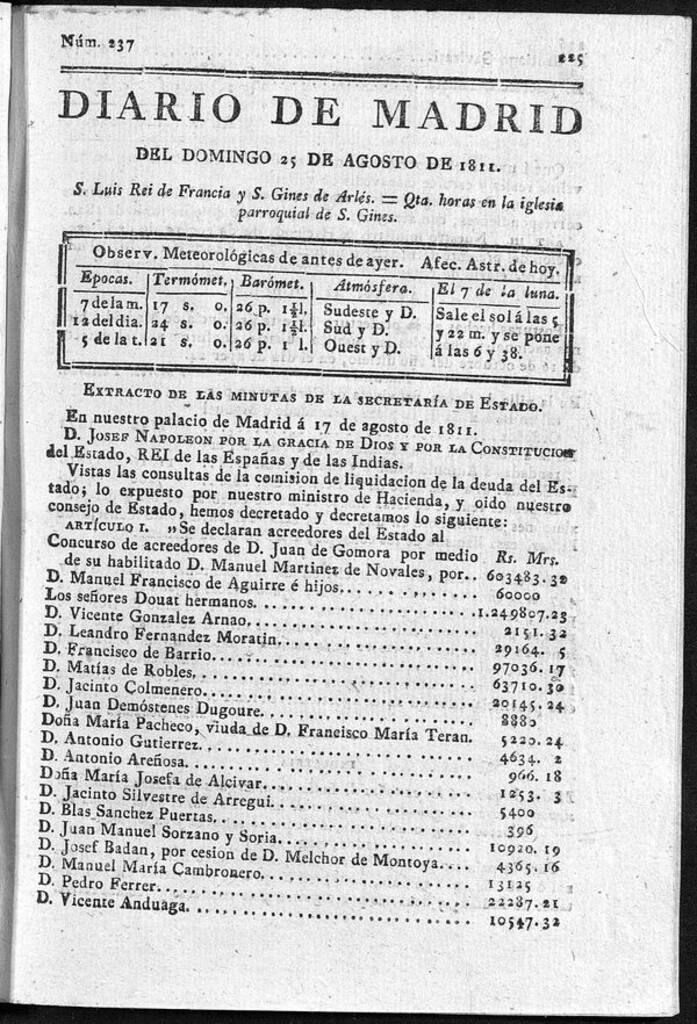 Miniatura de Diario de Madrid del domingo 25 de Agosto de 1811