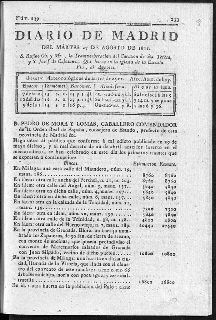 Miniatura de Diario de Madrid del martes 27 de Agosto de 1811