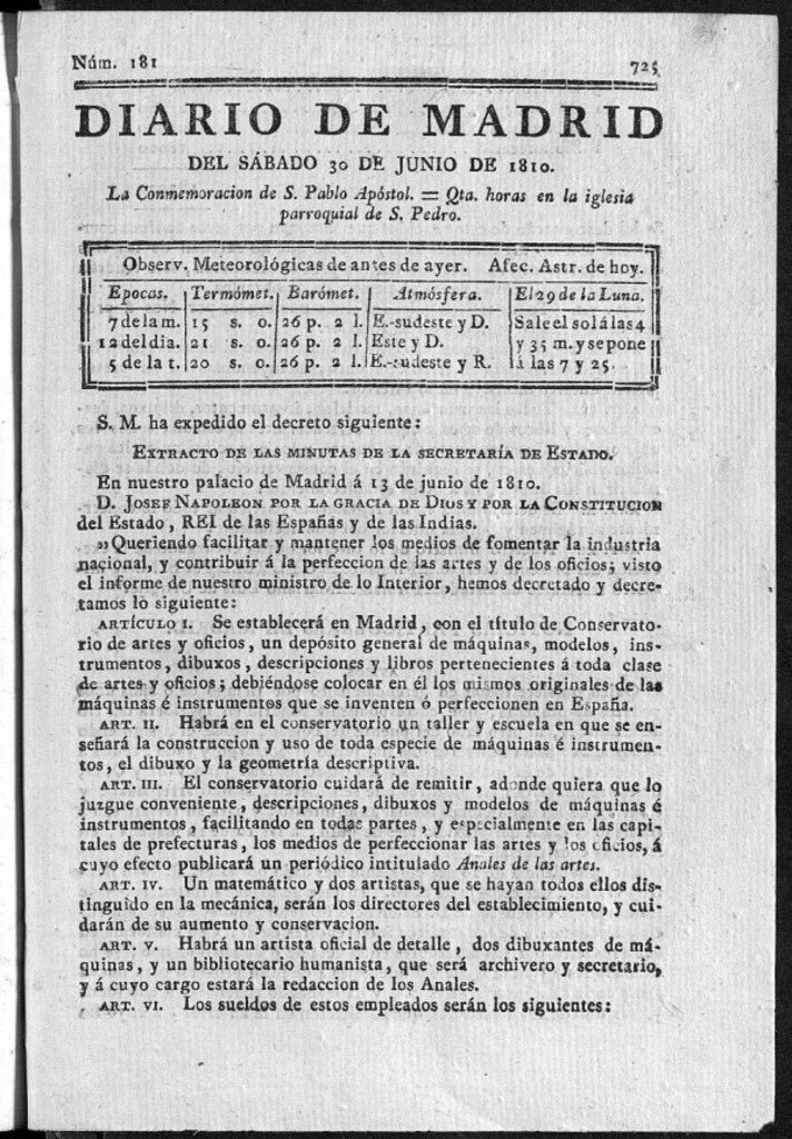 Miniatura de Diario de Madrid del sábado 30 de Junio de 1810