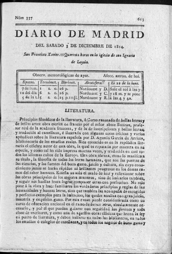 Miniatura de Diario de Madrid del sábado 3 de Diciembre de 1814