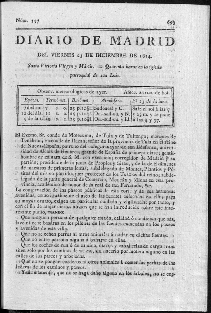 Miniatura de Diario de Madrid del viernes 23 de Diciembre de 1814