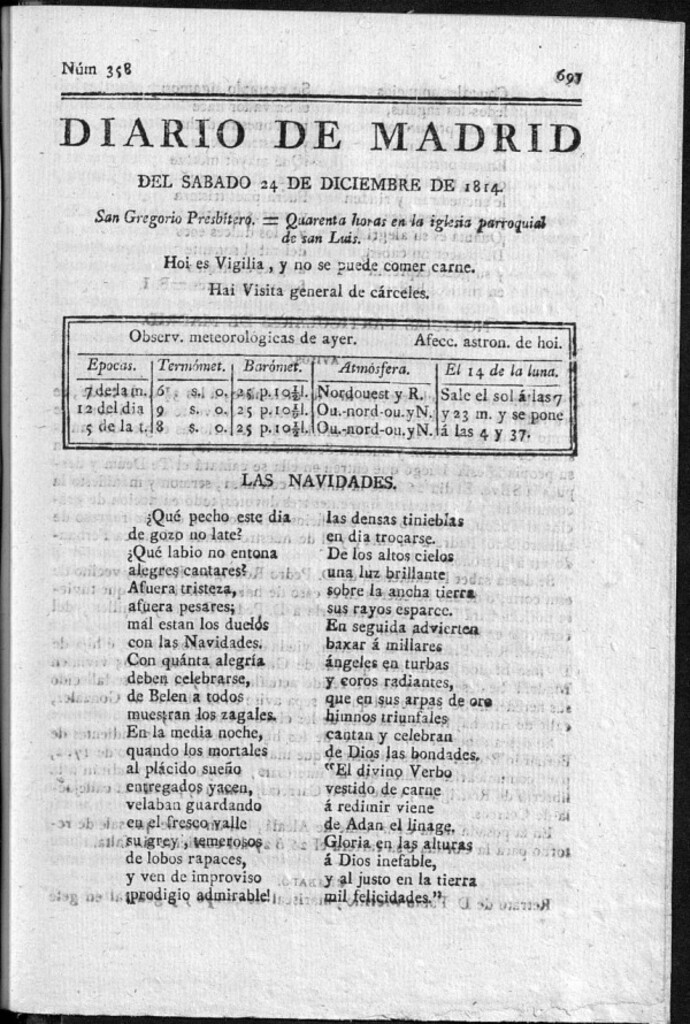 Miniatura de Diario de Madrid del sábado 24 de Diciembre de 1814