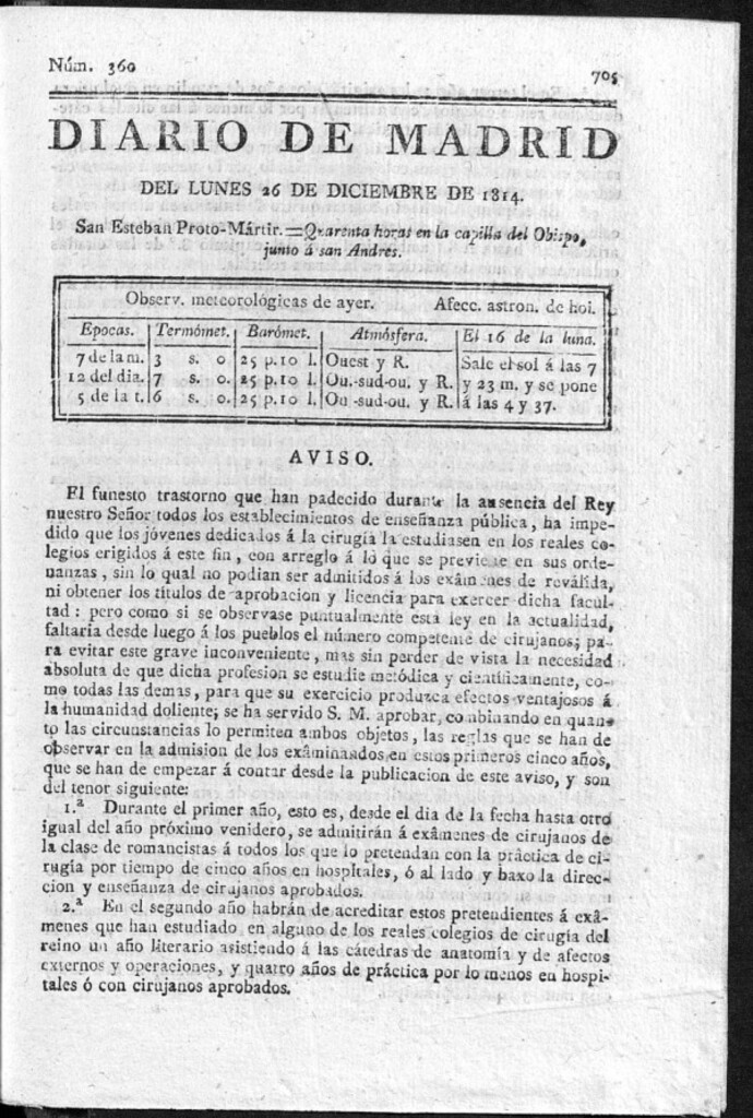 Miniatura de Diario de Madrid del lunes 26 de Diciembre de 1814