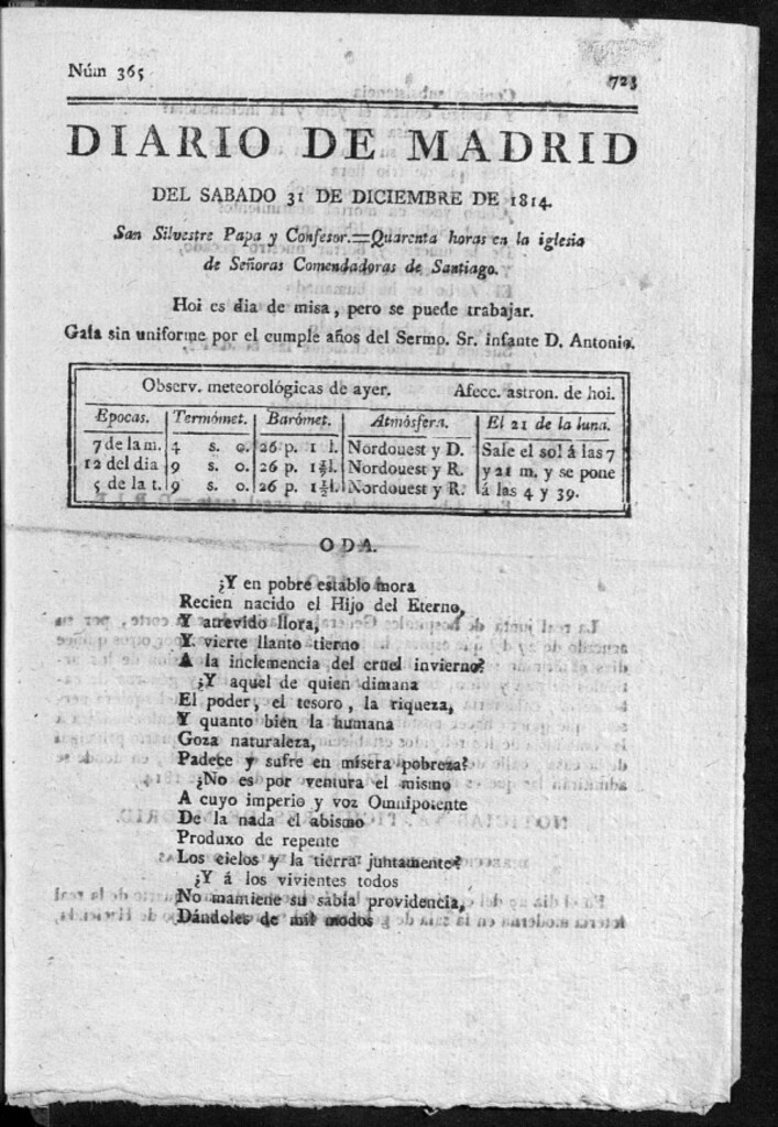 Miniatura de Diario de Madrid del sábado 31 de Diciembre de 1814