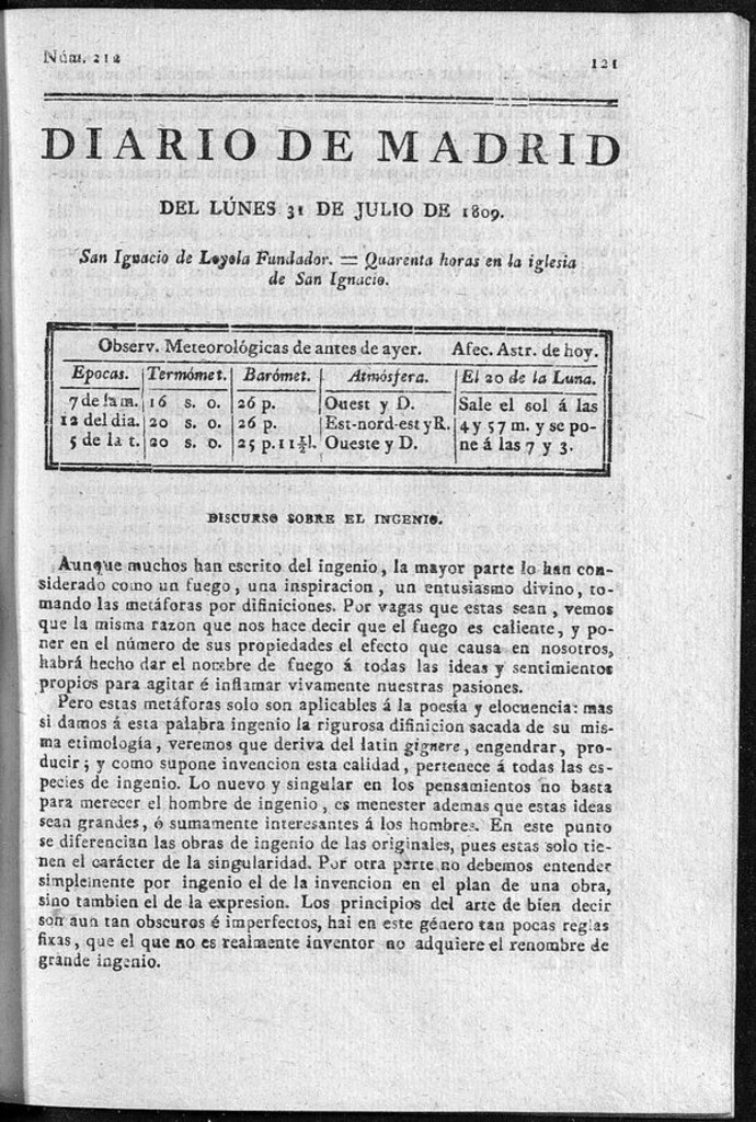 Miniatura de Diario de Madrid del lunes 31 de Julio de 1809