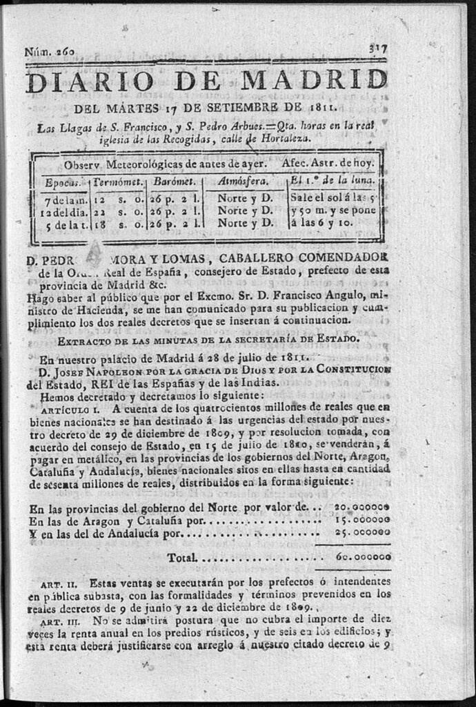 Miniatura de Diario de Madrid del martes 17 de Septiembre de 1811