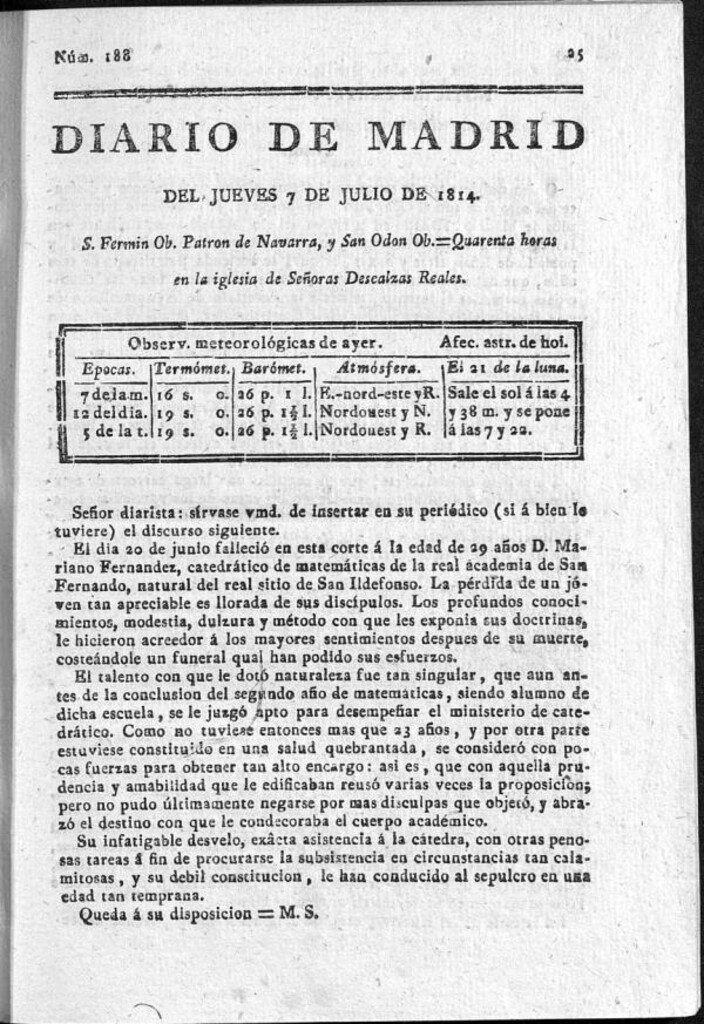 Miniatura de Diario de Madrid del jueves 7 de Julio de 1814
