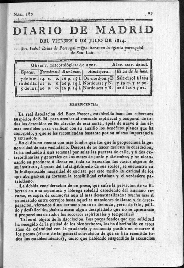 Miniatura de Diario de Madrid del viernes 8 de Julio de 1814