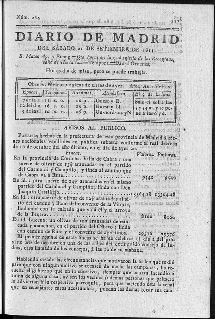 Miniatura de Diario de Madrid del sábado 21 de Septiembre de 1811