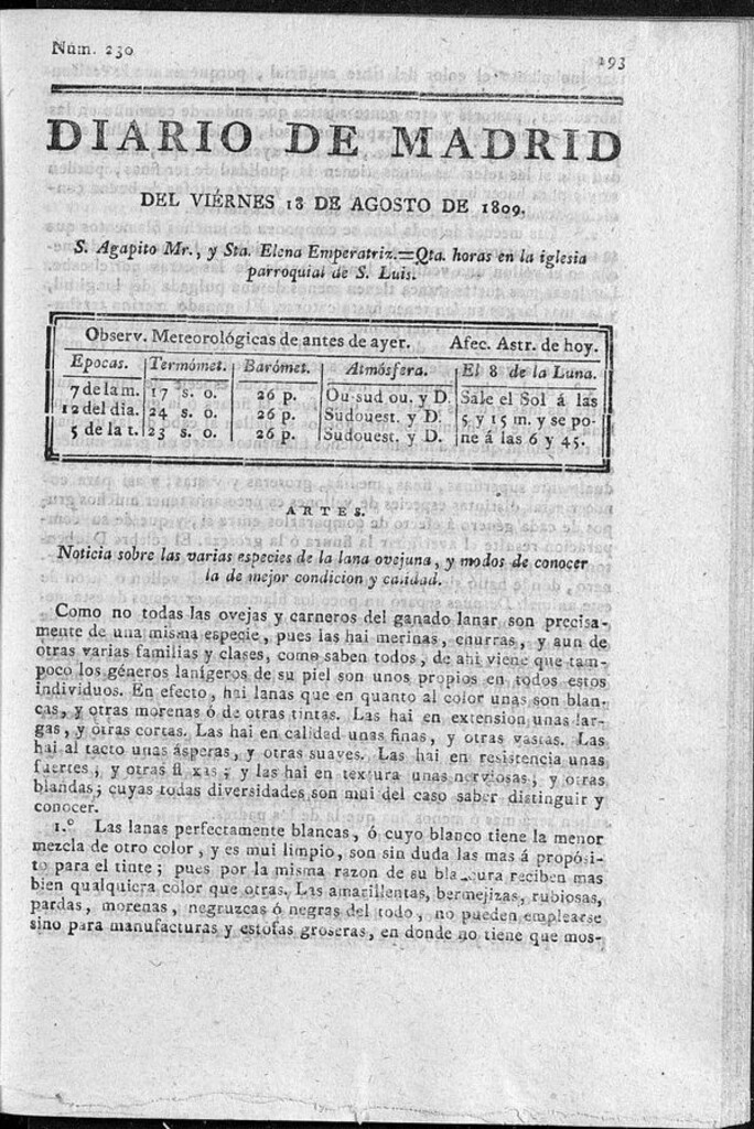Miniatura de Diario de Madrid del viernes 18 de Agosto de 1809