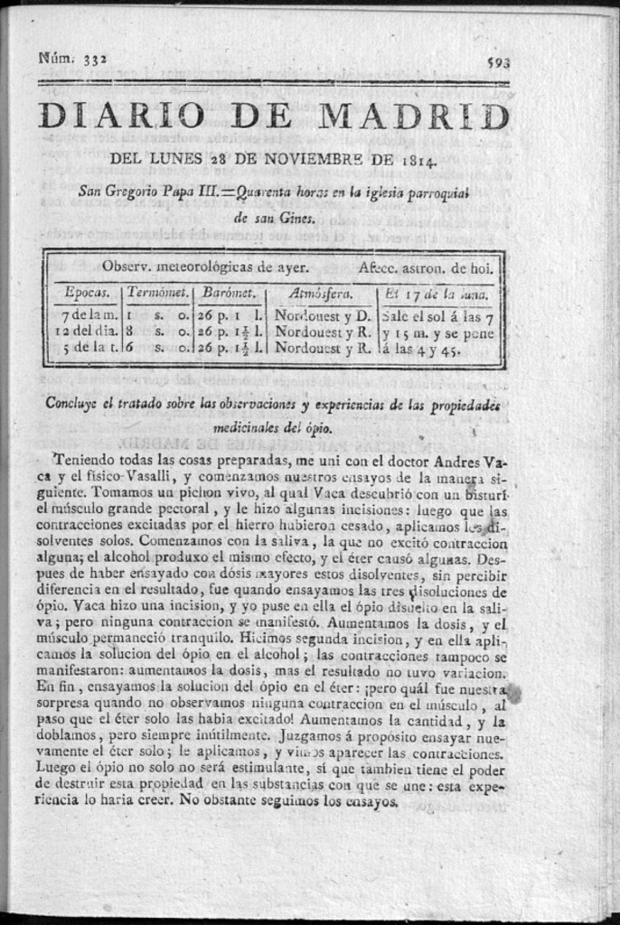 Miniatura de Diario de Madrid del Lunes 28 de Noviembre de 1814