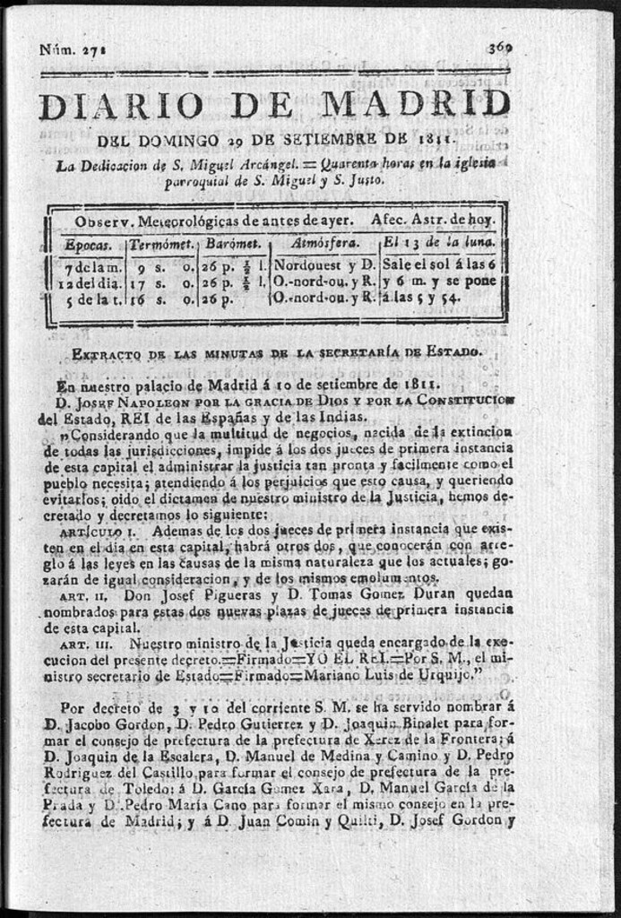 Miniatura de Diario de Madrid del domingo 29 de Septiembre de 1811