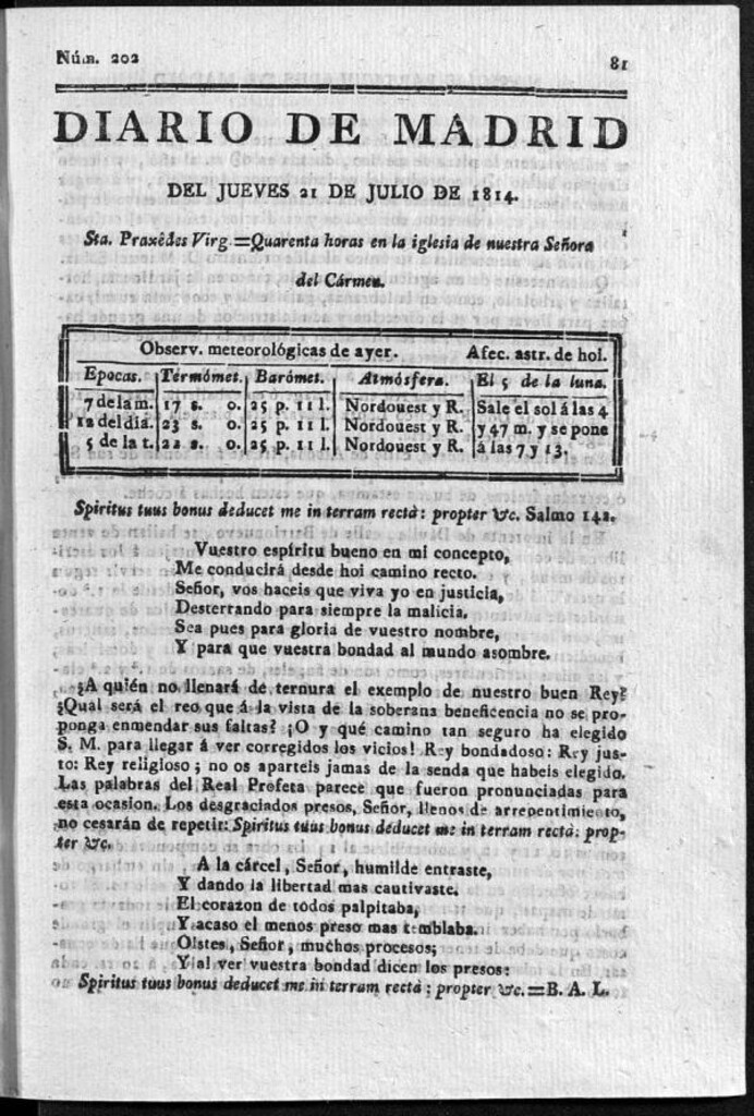 Miniatura de Diario de Madrid del jueves 21 de Julio de 1814