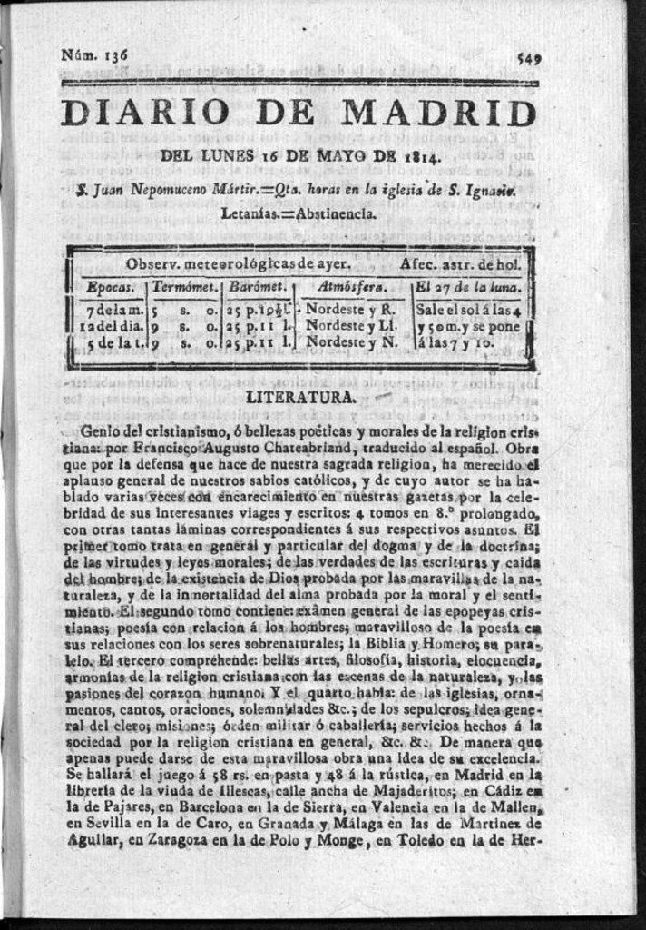 Miniatura de Diario de Madrid del lunes 16 de Mayo de 1814