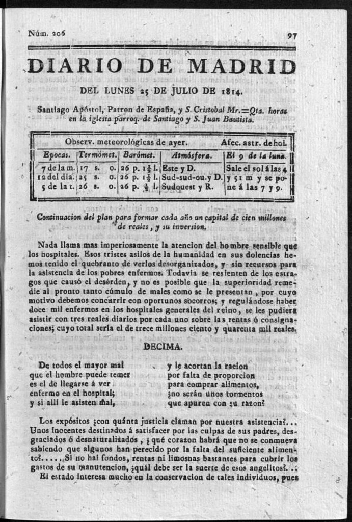Miniatura de Diario de Madrid del lunes 25 de Julio de 1814