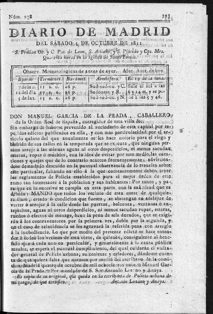 Miniatura de Diario de Madrid del sábado 5 de Octubre de 1811