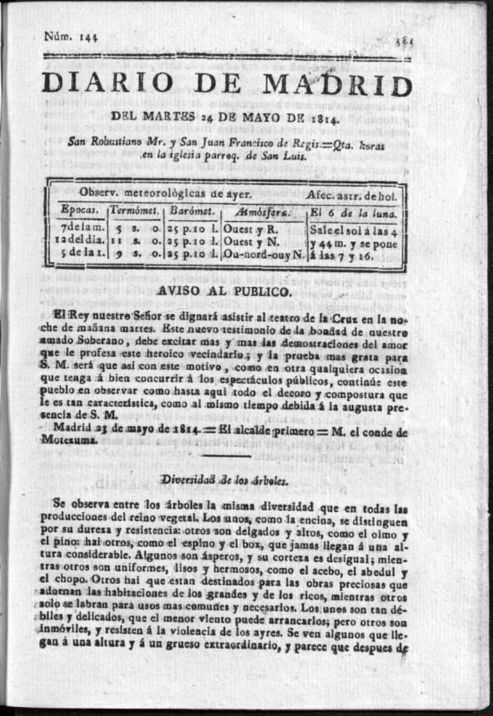 Miniatura de Diario de Madrid del martes 24 de Mayo de 1814