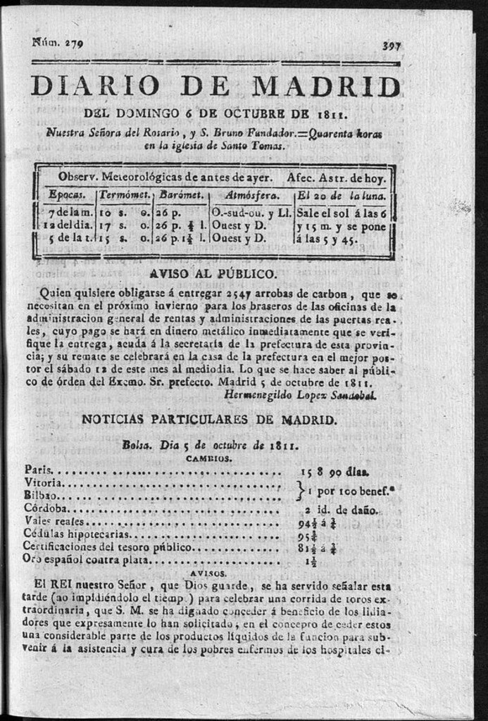 Miniatura de Diario de Madrid del domingo 6 de Octubre de 1811