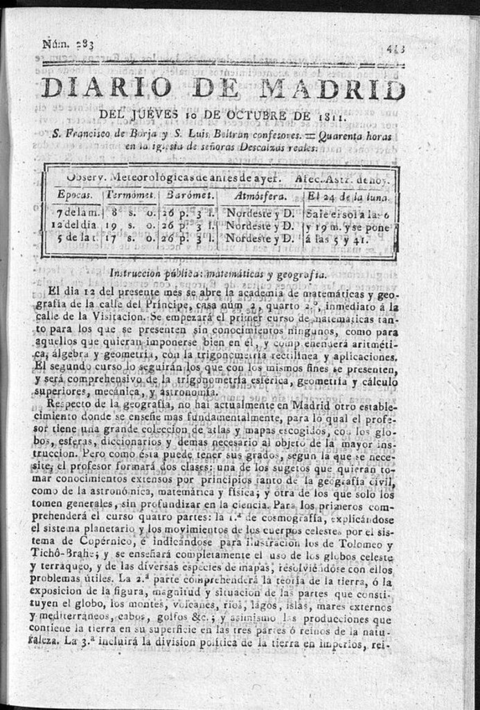 Miniatura de Diario de Madrid del jueves 10 de Octubre de 1811