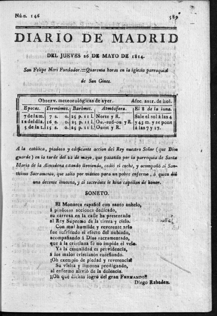 Miniatura de Diario de Madrid del jueves 26 de Mayo de 1814