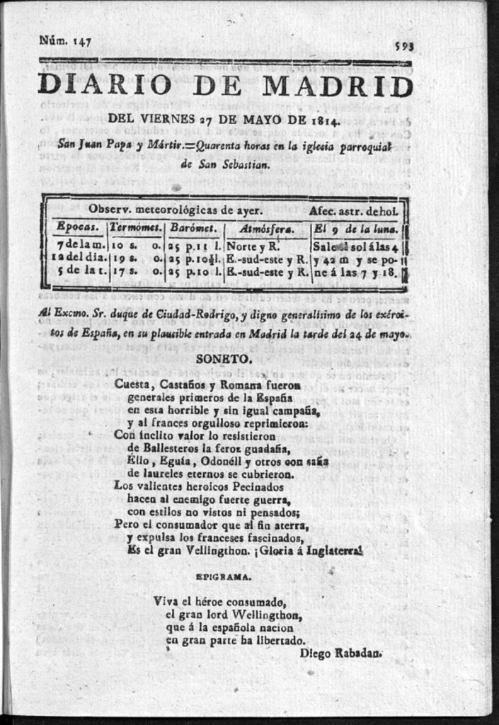 Miniatura de Diario de Madrid del viernes 27 de Mayo de 1814
