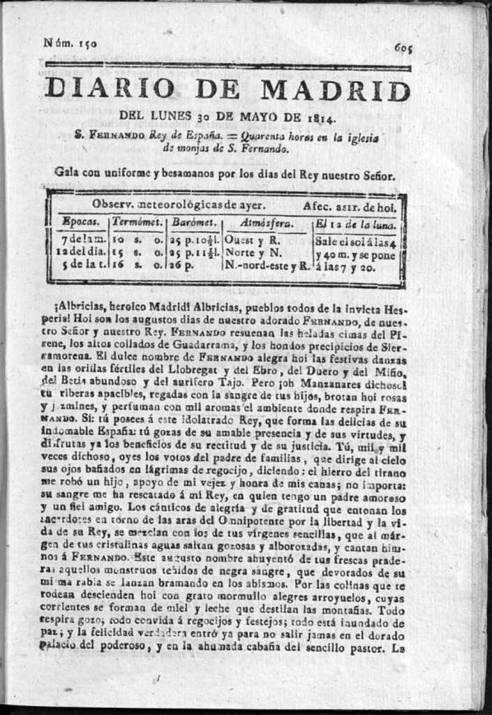 Miniatura de Diario de Madrid del lunes 30 de Mayo de 1814