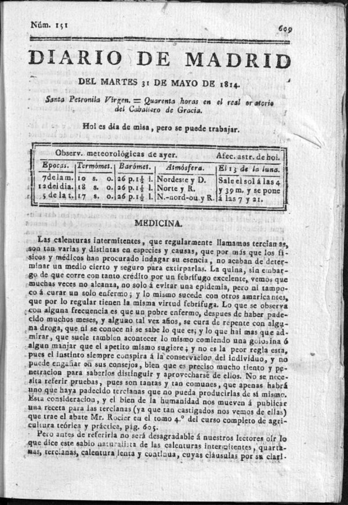 Miniatura de Diario de Madrid del martes 31 de Mayo de 1814