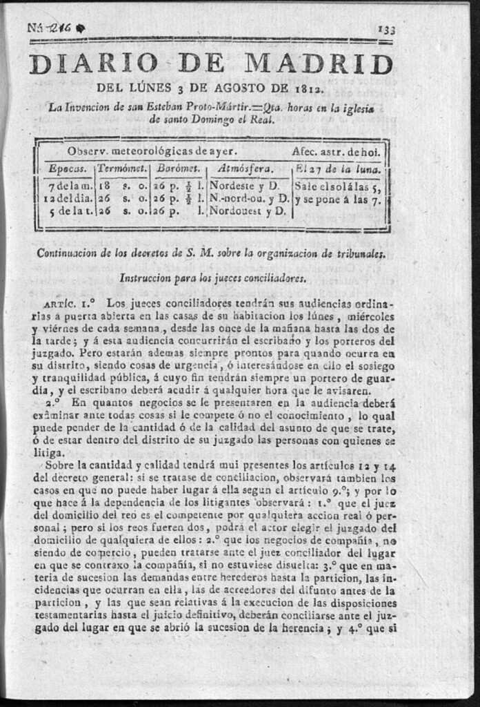 Miniatura de Diario de Madrid del lunes 3 de Agosto de 1812