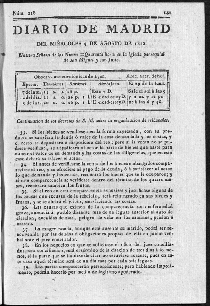 Miniatura de Diario de Madrid del miércoles 5 de Agosto de 1812