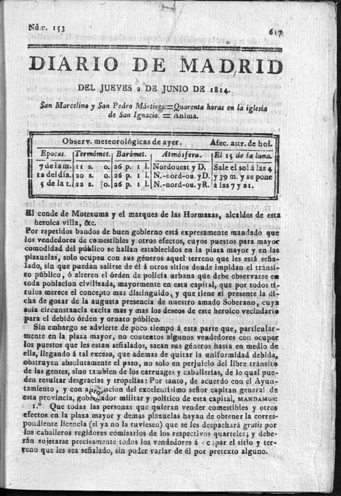 Miniatura de Diario de Madrid del jueves 2 de Junio de 1814