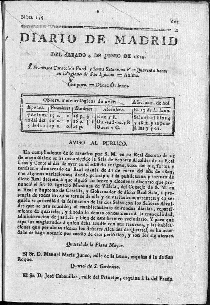 Miniatura de Diario de Madrid del sábado 4 de Junio de 1814