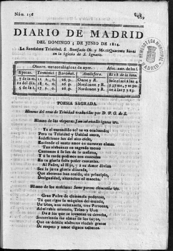 Miniatura de Diario de Madrid del domingo 5 de Junio de 1814