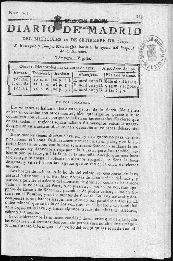 Miniatura de Diario de Madrid del miércoles 20 de Septiembre de 1809