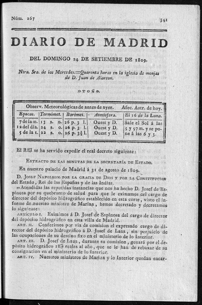 Miniatura de Diario de Madrid domingo 24 de Septiembre de 1809