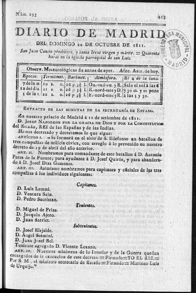 Miniatura de Diario de Madrid del domingo 20 de Octubre de 1811