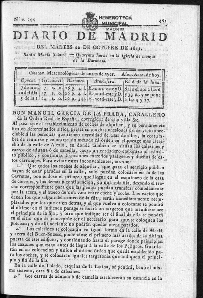 Miniatura de Diario de Madrid del martes 22 de Octubre de 1811