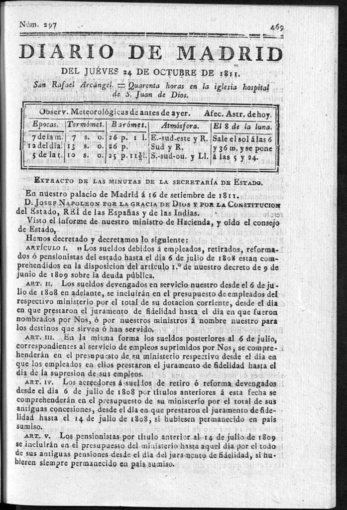 Miniatura de Diario de Madrid del jueves 24 de Octubre de 1811