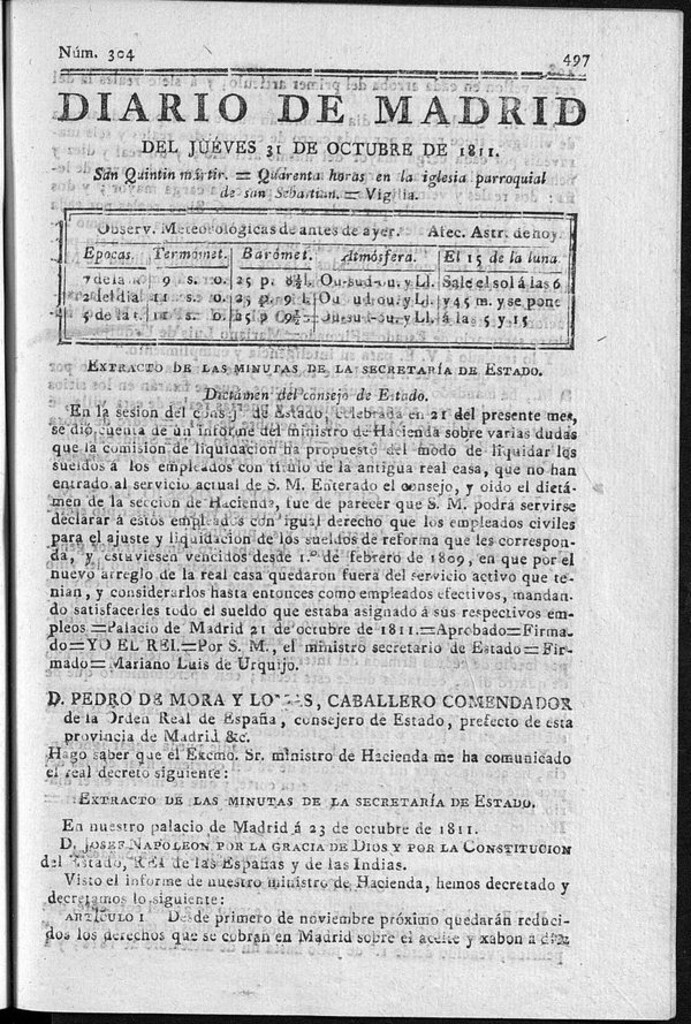 Miniatura de Diario de Madrid del jueves 31 de Octubre de 1811