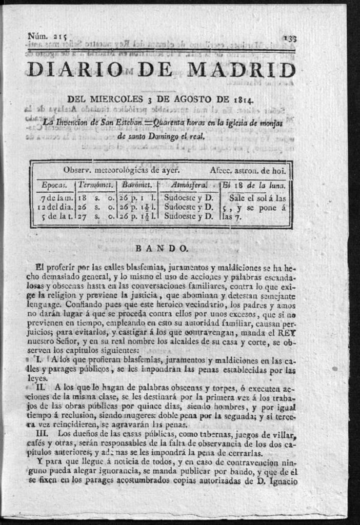 Miniatura de Diario de Madrid del miércoles 3 de Agosto de 1814