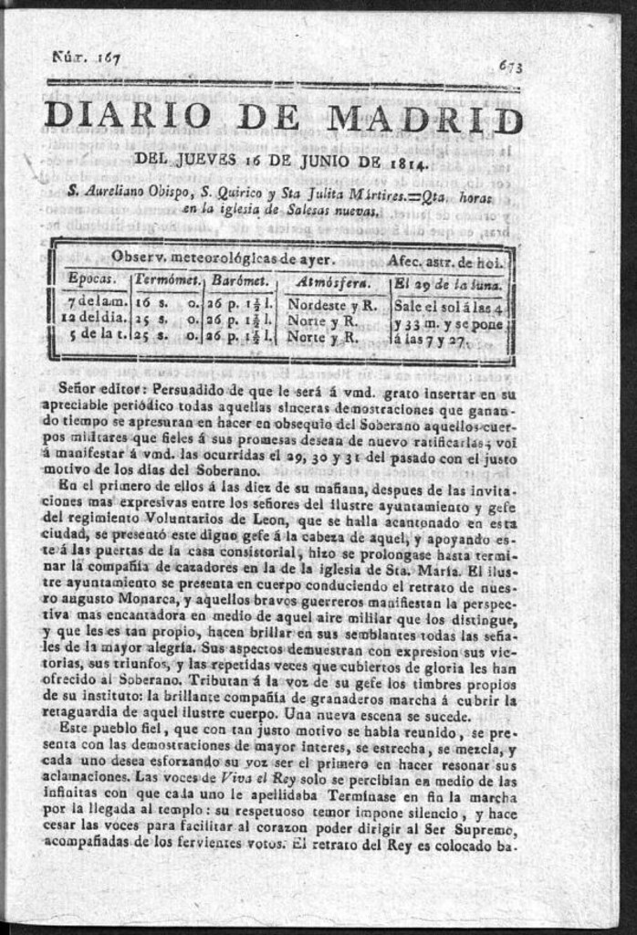 Miniatura de Diario de Madrid del jueves 16 de Junio de 1814